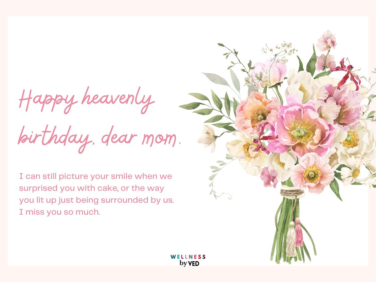 Happy heavenly birthday ear mom image with cute flowers 
